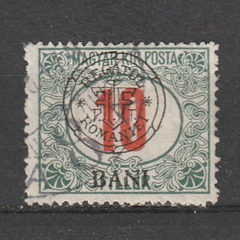 Porto 10 Filler cifra rosie Magyar Kik. Posta - zona Cluj 1919