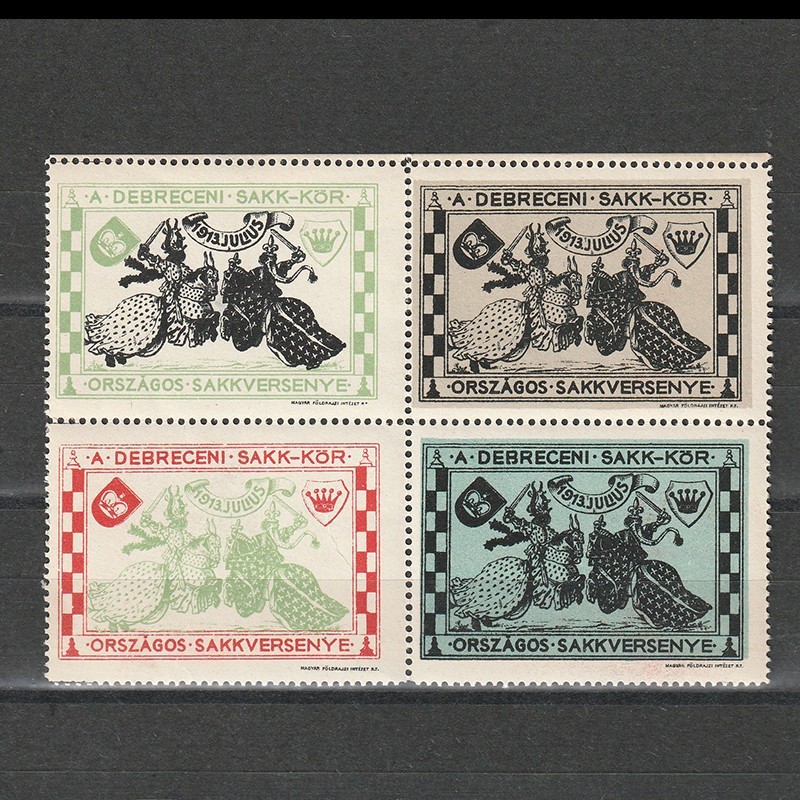 Concursul de Sah din Debretin vignete in bloc de 4 1913