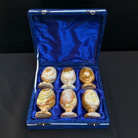 Set pahare onix cu cutie plușată - Pakistan (6 bucăți)