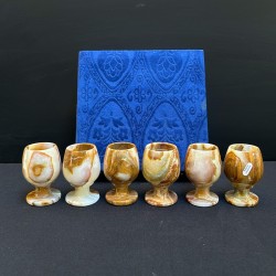 Set pahare onix cu cutie plușată - Pakistan (6 bucăți)