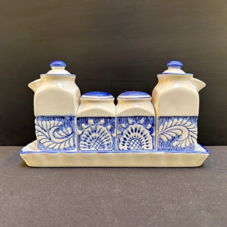 Set ceramic condimentar alb-albastru – China