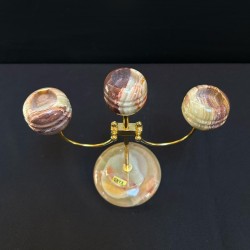 Suport lumânare din onix natural cu 3 brațe Pakistan