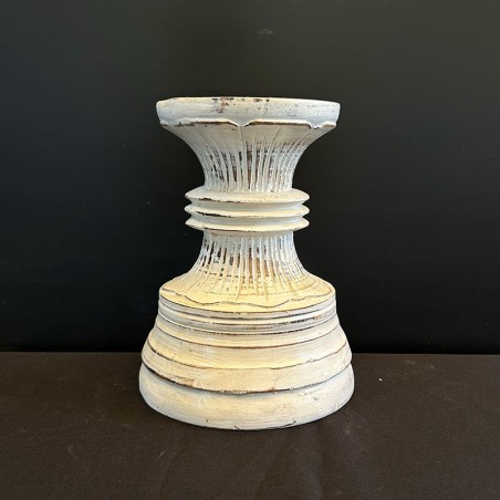 Suport lumânare din lemn alb vintage - 23 cm Indonezia