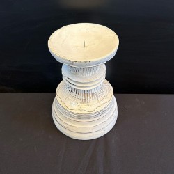 Suport lumânare din lemn alb vintage - 23 cm Indonezia