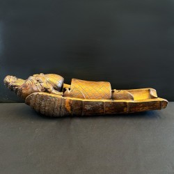 Sculptură decorativă din bambus - pescar, China (58x16cm)