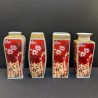Set de 4 vaze din porțelan cu pirogravură florală - China (30 x 10 cm
