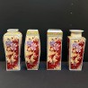 Set de 4 vaze din porțelan cu pirogravură florală - China (30 x 10 cm