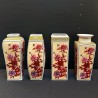 Set de 4 vaze din porțelan cu pirogravură florală - China (30 x 10 cm