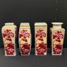 Set de 4 vaze din porțelan cu pirogravură florală - China (30 x 10 cm