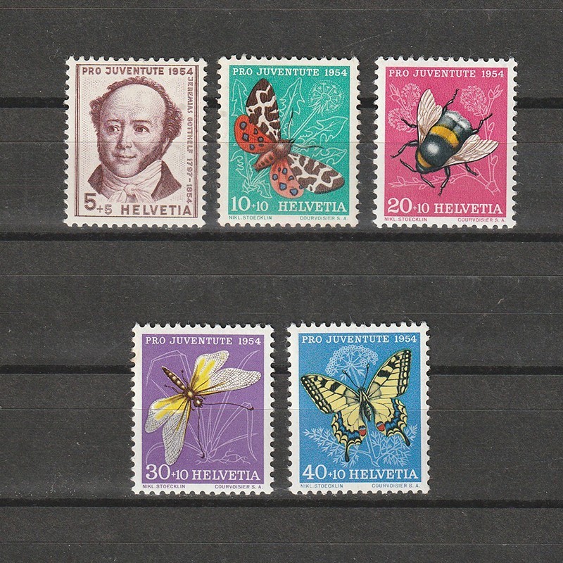 Fluturi Pro Juventute Sc. B232-236 (Scott) Elvetia 1954