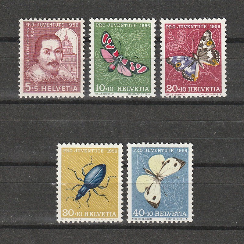 Fluturi Pro Juventute Sc. B257-261 (Scott) Elvetia 1956