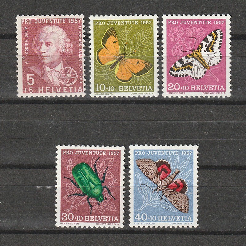 Fluturi Pro Juventute Sc. B267-271 (Scott) Elvetia 1957
