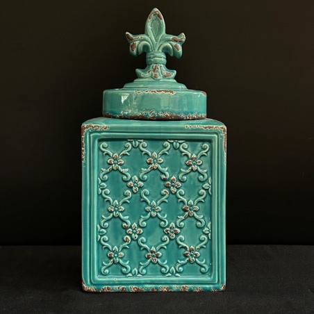 Vază decorativă din ceramică turcoaz cu capac – China