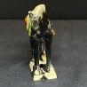 Statuetă din ceramică – cal decorativ negru cu accente verzi și galben