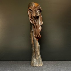 Sculptură din lemn de tec – chip expresiv, China