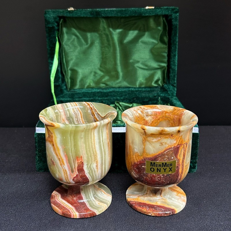 Set de pahare din onix cu cutie de catifea – Pakistan