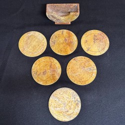 Set decorativ de suporturi pentru pahare din piatră de agalmatolit