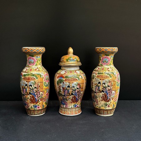 Set vaze decorative mici din ceramică, tehnică pirogravură – China