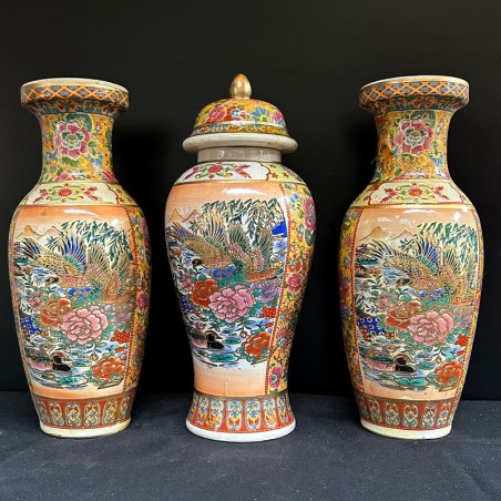 Set vaze decorative mari din ceramică, tehnică pirogravură – China