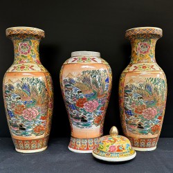 Set vaze decorative mari din ceramică, tehnică pirogravură – China
