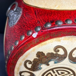 Set 4 taburete din lemn, îmbrăcate în piele ecologică și mușama