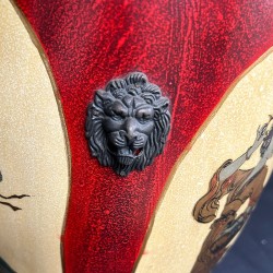 Set 4 taburete din lemn, îmbrăcate în piele ecologică și mușama