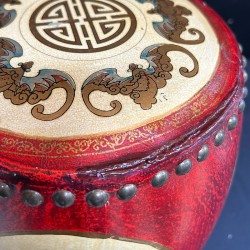 Set 4 taburete din lemn, îmbrăcate în piele ecologică și mușama