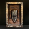 Tablou decorativ 3D din lemn cu mască sculptată – Indonezia
