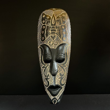 Mască decorativă din lemn gravată – Indonezia