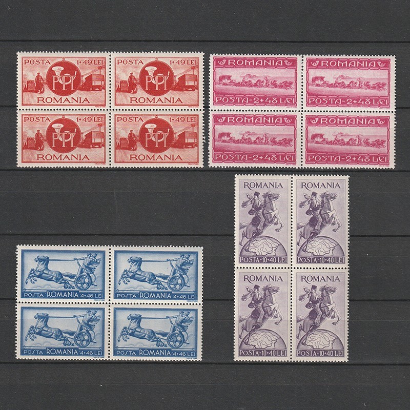 Asistenta P.T.T. in Bloc de 4 Timbre LP158 Romania 1944