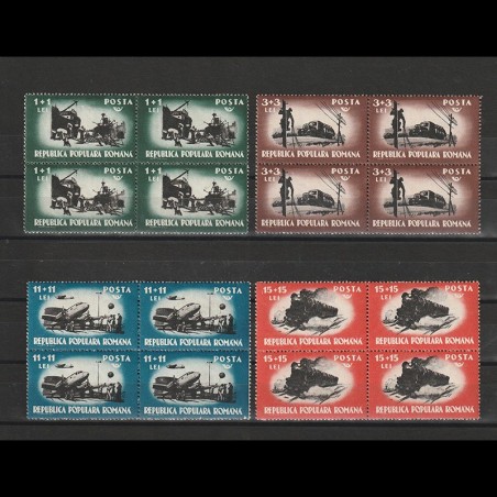 Munca In Comunicatii in Bloc de 4 Timbre LP245 Romania 1948