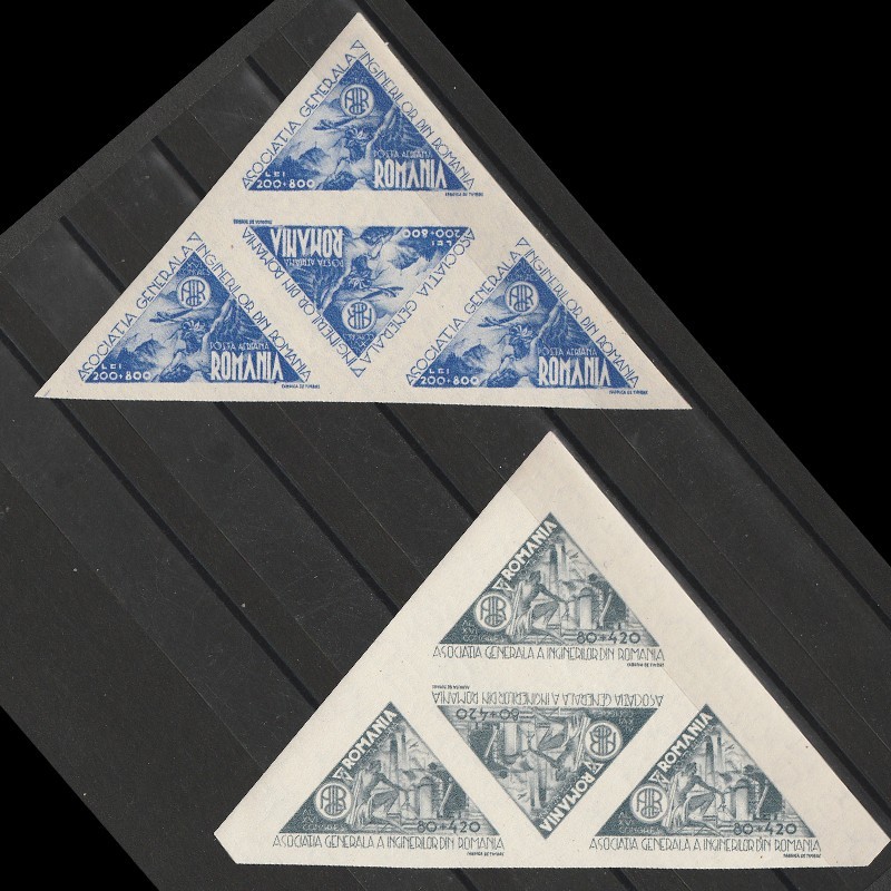 A.G.I.R in Bloc de 4 Timbre  LP182 Romania 1945