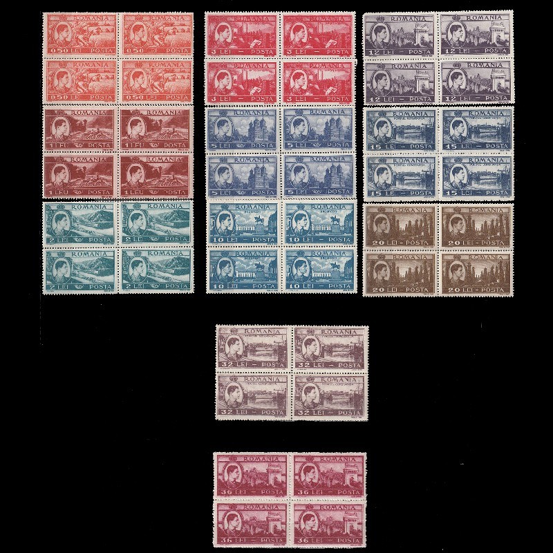 Reforma Monetara LP219 Romania 1947 - in bloc de 4 timbre