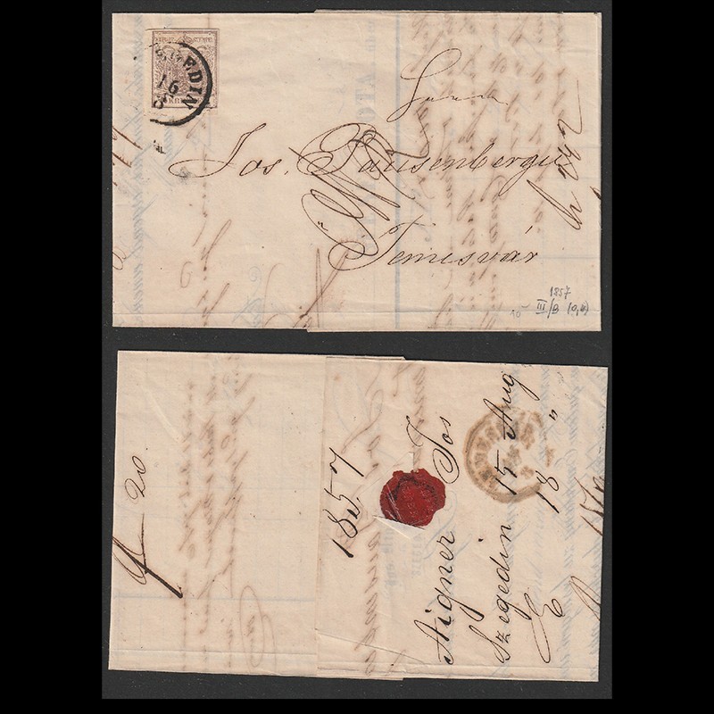 Scrisoare 1857 Szegedin - Timisoara