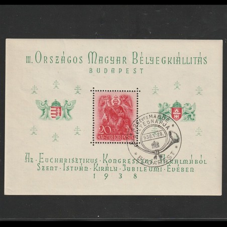 Orbék Blokk LP608 cu Stampila de Ocazie Ungaria 1938