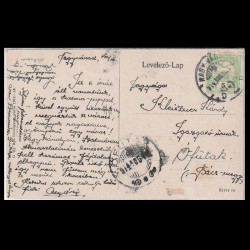 Carte poștală veche Oradea – Malul Crisului cu Scoala de Comert – 1914