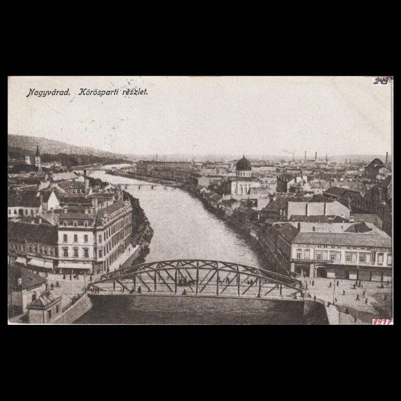 Carte poștală veche Oradea – Malul Crisului Vedere – 1917