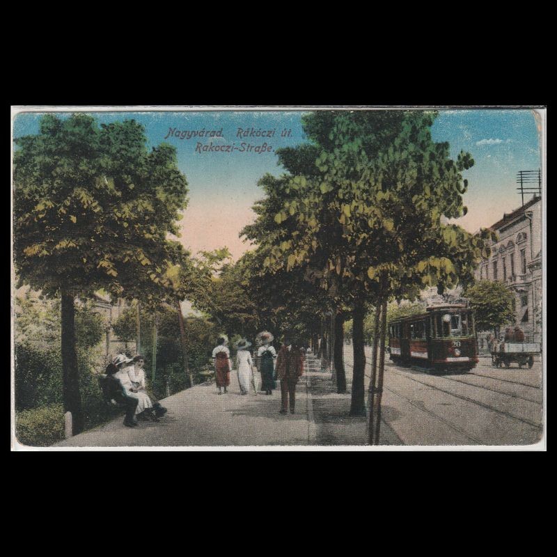 Carte poștală veche Oradea - Vedere Stradala Pietonala - 1917