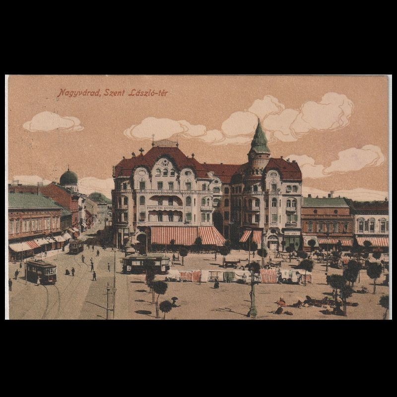 Carte poștală veche Oradea – Palatul Vulturul Negru – 1916