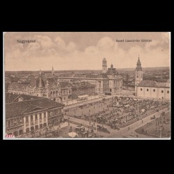 Carte poștală veche Oradea – Piata Sfantul Ladislau vedere de ansamblu