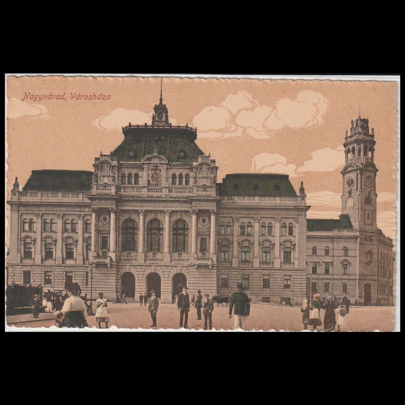 Carte poștală veche Oradea – Primaria – 1917