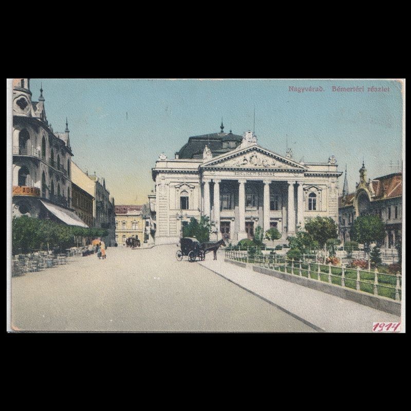 Carte poștală veche Oradea – Bémer-tér - Teatrul Szigligeti – 1914