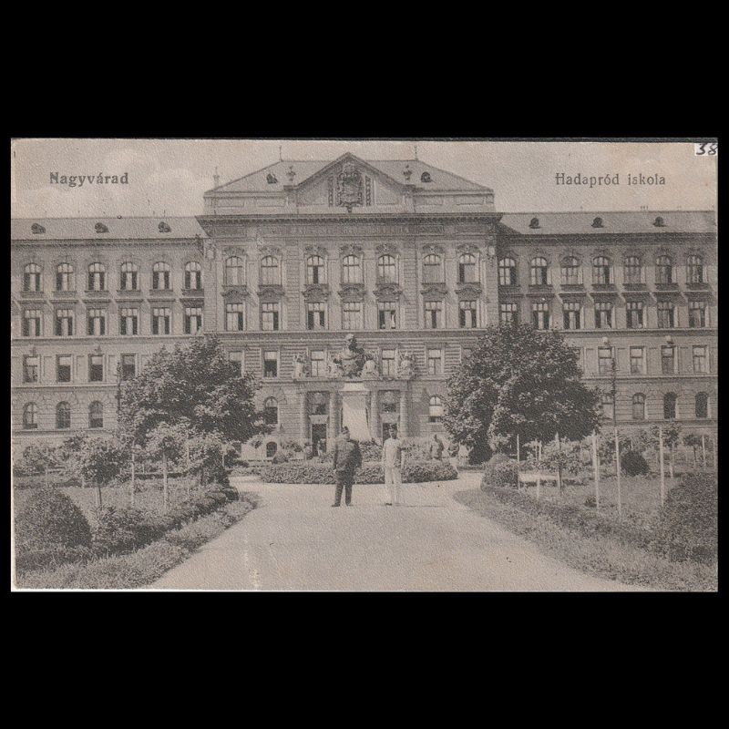 Carte poștală veche Oradea – Hadapród Iskola (Scoala Militara Oradea)