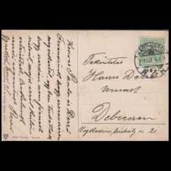 Carte poștală veche Oradea – Körösparti Részlet a Városházával (Vedere Malul Crisului cu Primaria) – 1915