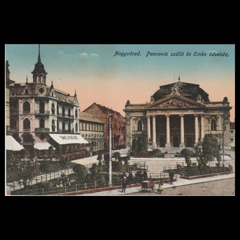 Carte poștală veche Oradea – Emke Kávézó "Pannónia Szálló" (Cafenea Em