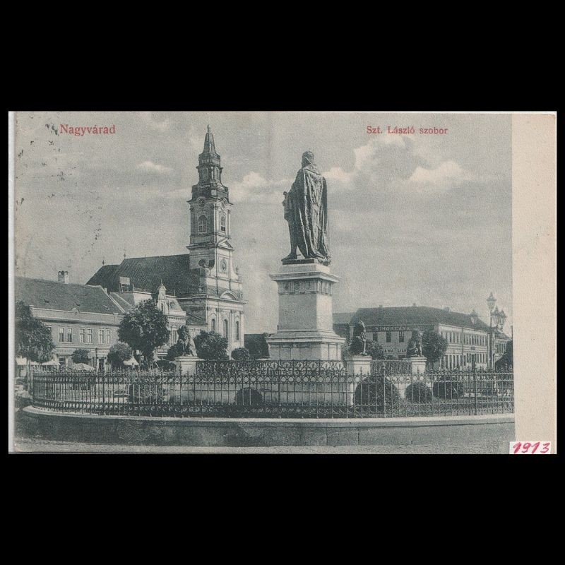 Carte poștală veche Oradea – Szent László Szobor (Statuia Sfantului La