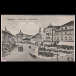 Carte poștală veche Oradea – Piata Bémer (cu Primaria in Spate) – 1917