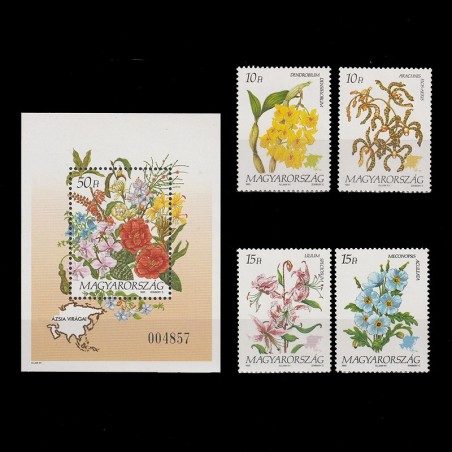 Földrészeink Virágai-Ázsia (Flora Asia) LP4180-4184 Ungaria 1993