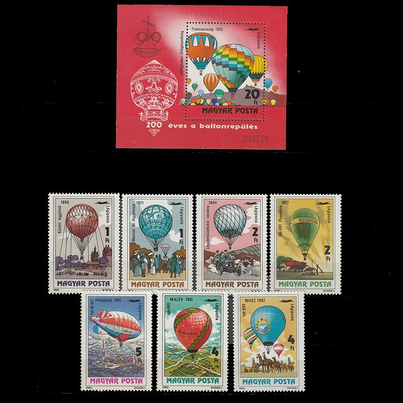 200 éves a Ballonrepülés (200 ani  de Zbor cu Balonul) LP3563-3570 Ung