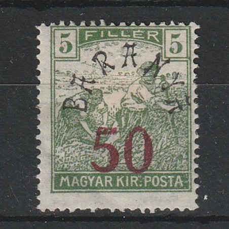 50/5 Filler Arato Magyar Kir. Posta - zona II Baranya 1919